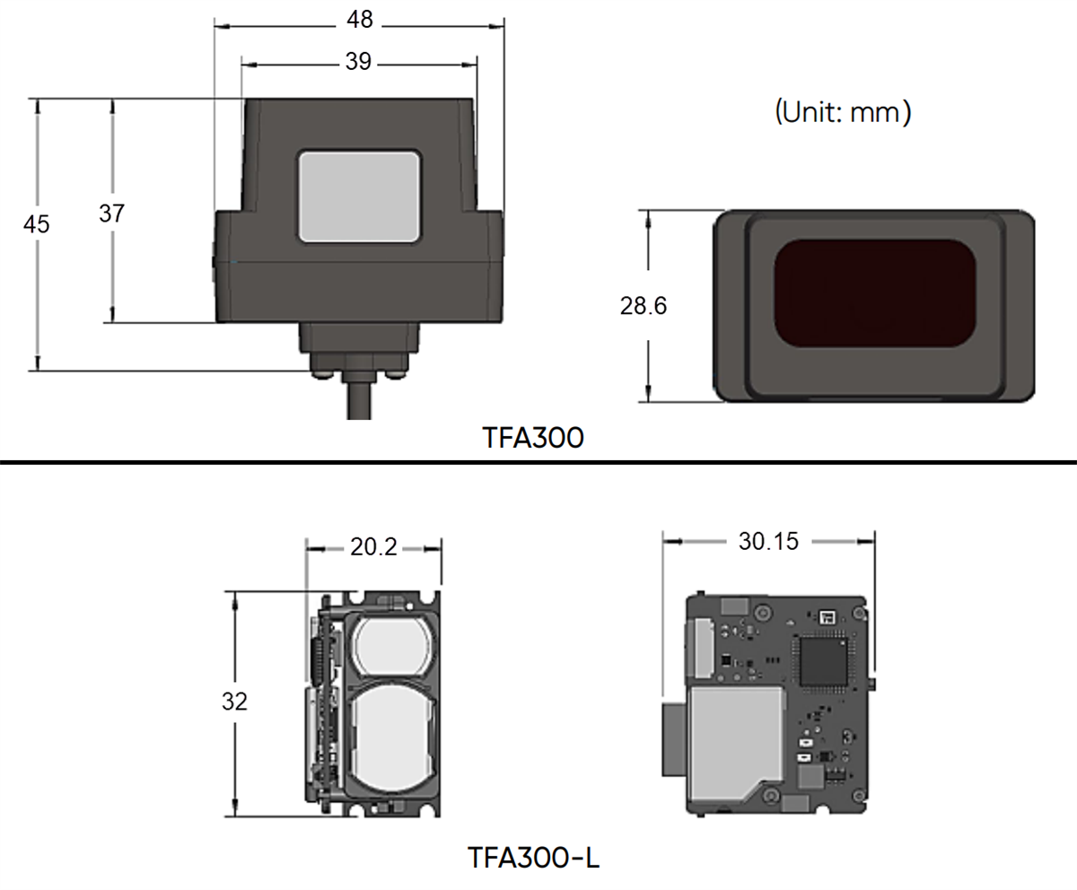 Mechanical Drawing - Benewake TFA300 LiDAR Sensor Modules