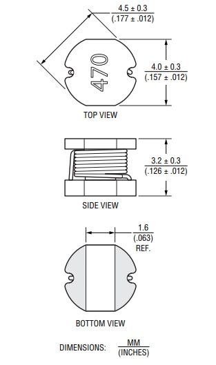 Mechanical Drawing - Bourns SDE0403AT Automotive-Grade SMD Power Inductors