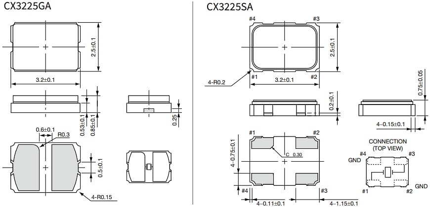 Mechanical Drawing - KYOCERA AVX AEC-Q200 Crystal Products