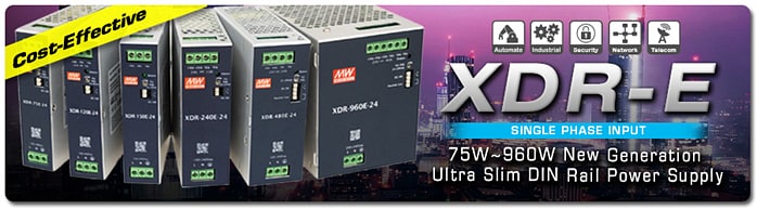 Infographic - MEAN WELL XDR-E DIN-Rail Power Supplies