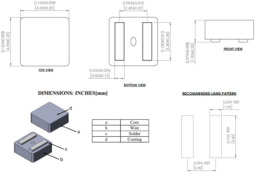 Mechanical Drawing - Abracon AMELH4020S Power Inductors