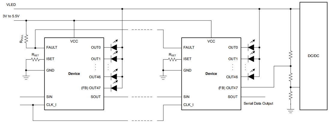 Schematic - Texas Instruments TLC69638-Q1 48-Channel LED Driver