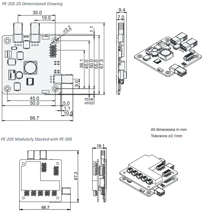 Mechanical Drawing - Brainboxes PE-205 Pure Embedded Power Supply Module